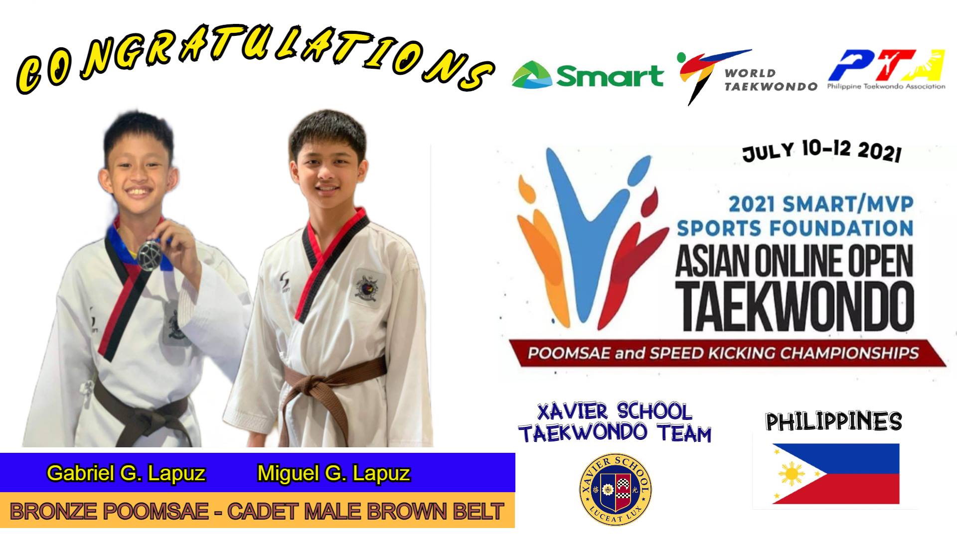 You are currently viewing Xavier Jins Earn Bronze Medals in 2021 Asian Online Open Taekwondo Championships