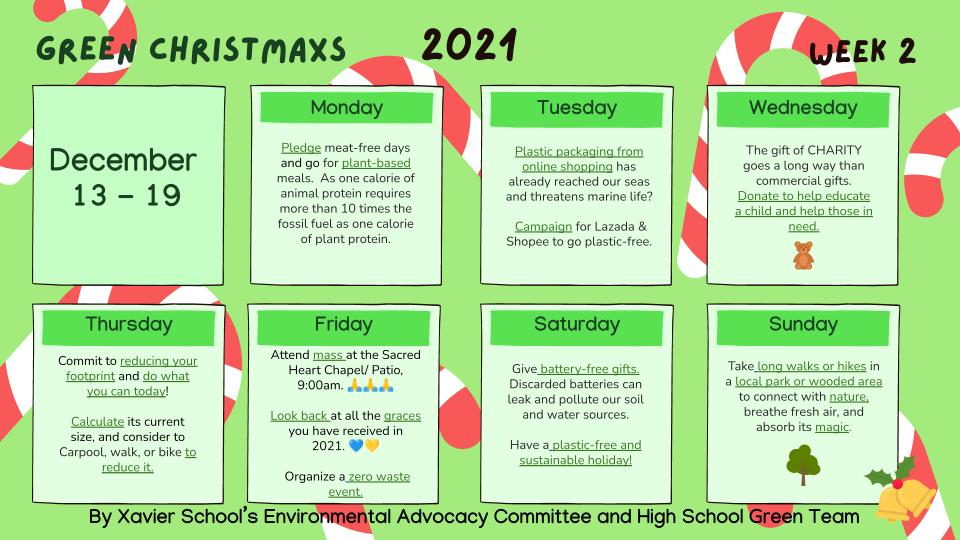 You are currently viewing Weekly Green ChristmaXS Calendar Dec. 13–19, 2021