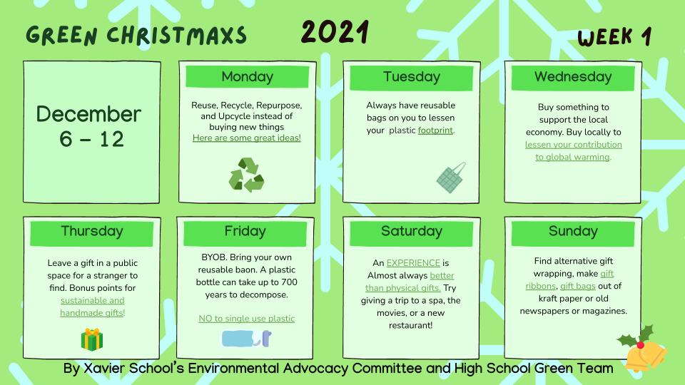 You are currently viewing Weekly Green ChristmaXS Calendar Dec. 6–12, 2021
