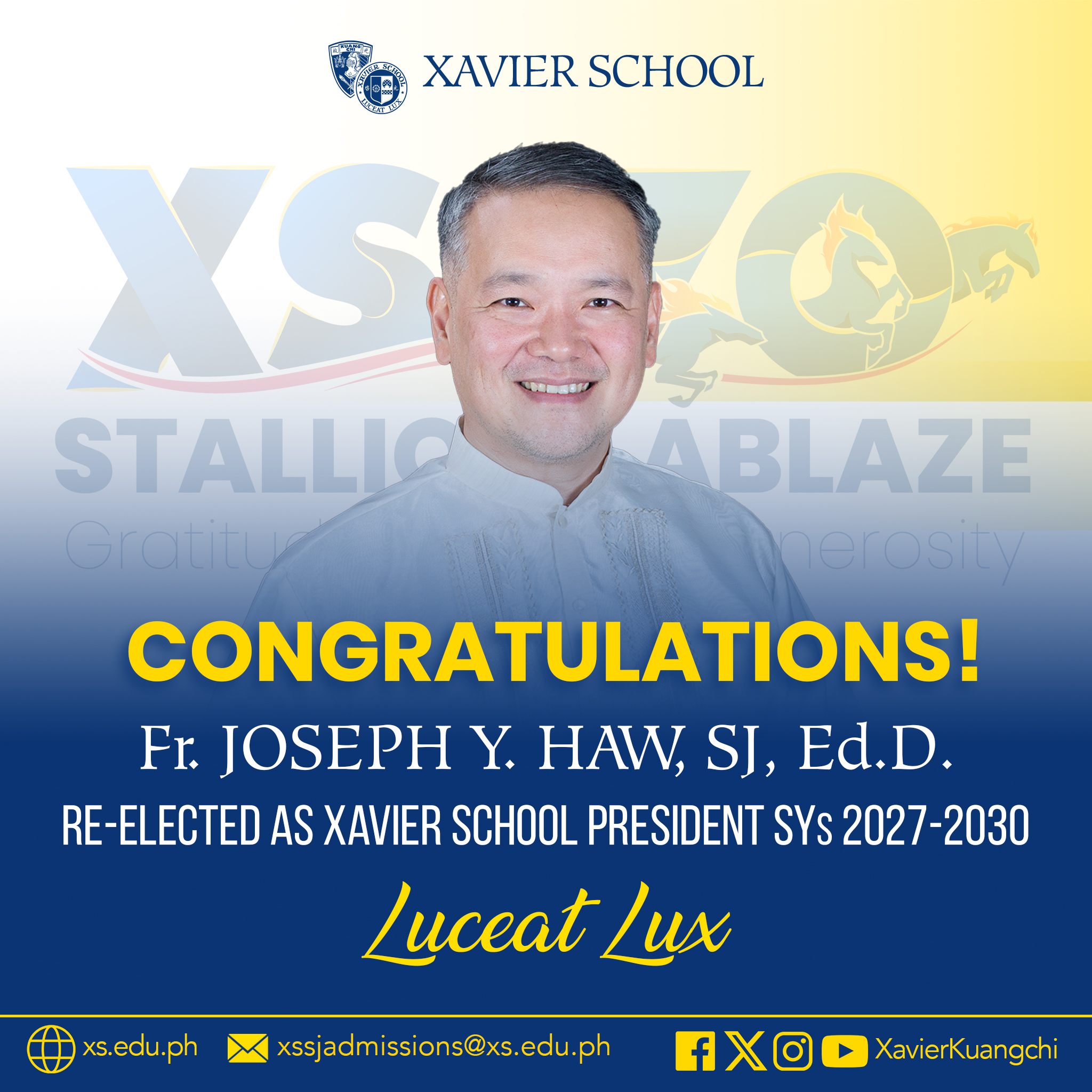 You are currently viewing Re-election of Fr. Joseph Y. Haw, SJ as School President for SYs 2027-2030